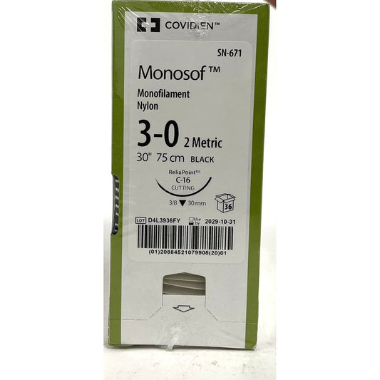 Monosof suture 3/0 with 3/8 circle needle (30 in)