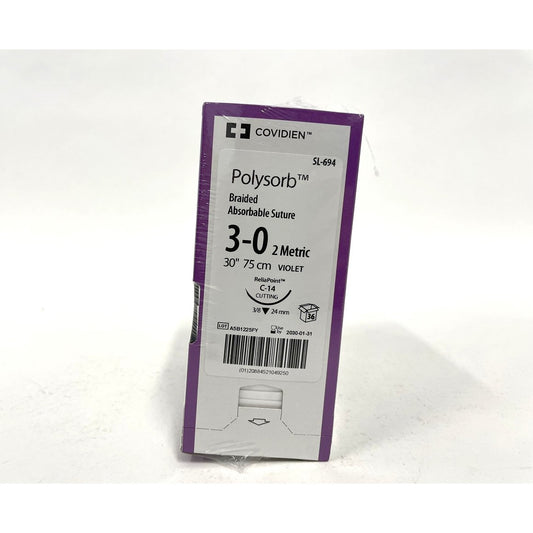 Polysorb suture 3/0 with 3/8 circle needle (30 in)