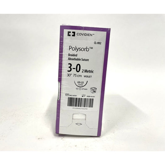 Polysorb suture 3/0 with 1/2 circle needle (30 in)