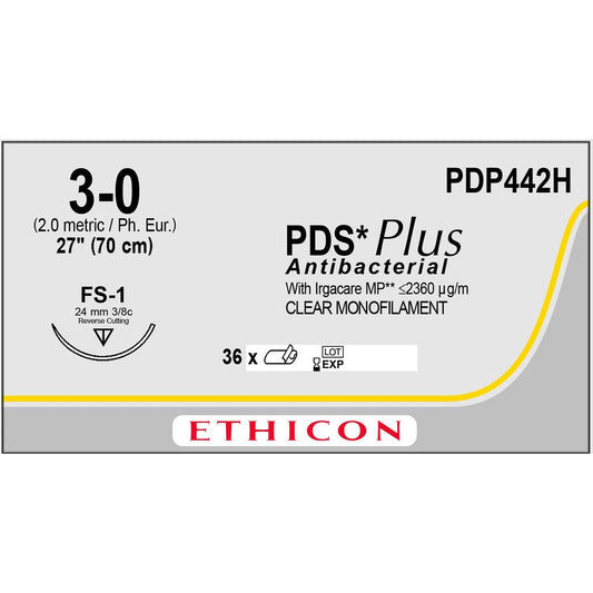Suture PDS Plus 3/0 undyed 3/8 circle needle (70 cm)
