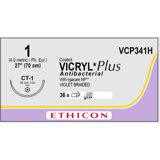 Vicryl Plus suture coated 1 dyed 1/2 circle (70 cm)