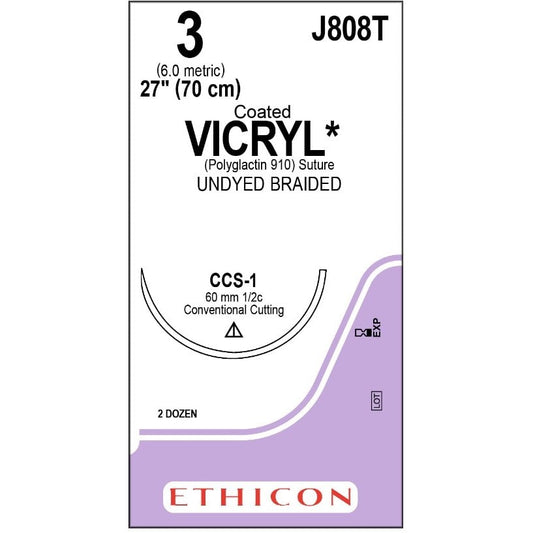 Vicryl coated suture 3 with 1/2 circle needle (70 cm)