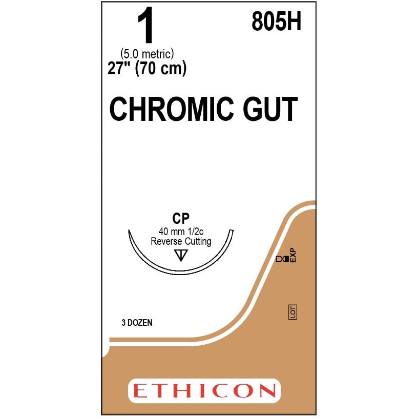 Chromic Gut suture 1 with 1/2 circle needle (27 in)