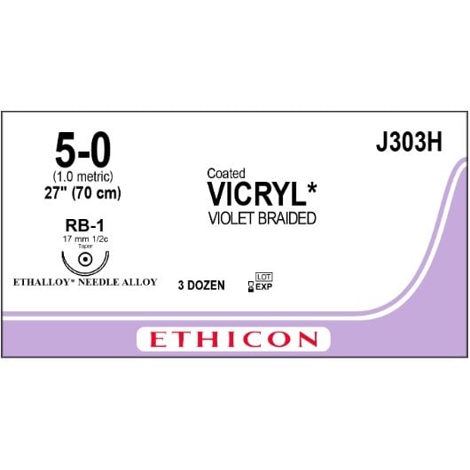 Vicryl coated suture 5/0 with 1/2 circle needle (70 cm)
