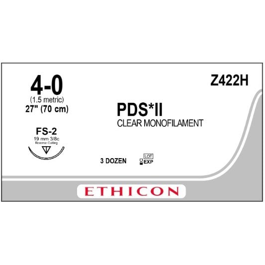 PDS II suture 4/0 undyed with 3/8 circle needle (70 cm)
