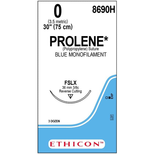 Prolene suture 0 with 3/8 circle needle (75 cm)