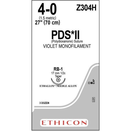 PDS II suture 4/0 with 1/2 circle needle (70 cm)