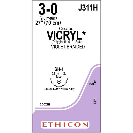 Vicryl coated suture 3/0 with 1/2 circle needle (70 cm)