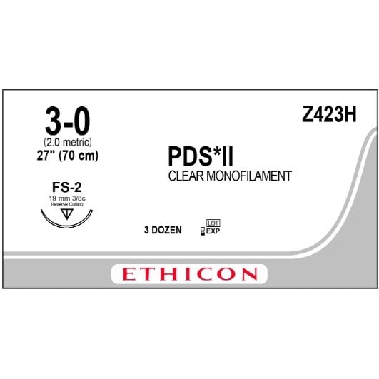 PDS II suture 3/0 undyed with 3/8 circle needle (70 cm)