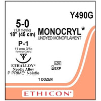 Monocryl suture 5/0 undyed with 3/8 circle needle (45 cm)