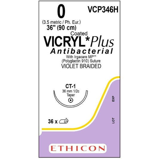 Vicryl Plus coated suture 0 with 1/2 circle needle (90 cm)