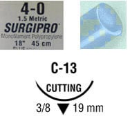Surgipro suture 4/0 with 3/8 circle needle (18 in)