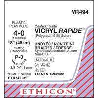 Vicryl Rapide coated suture 4/0 undyed with 3/8 circle needle (45 cm)