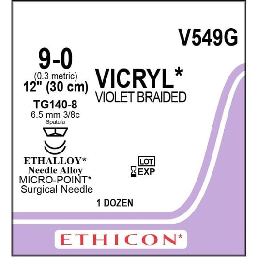Vicryl coated suture 9/0 with 3/8 circle needle (30 cm)