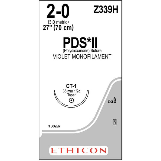 PDS II suture 2/0 with 1/2 circle needle (70 cm)