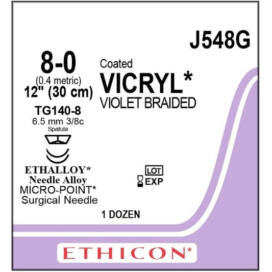 Vicryl coated suture 8/0 with 3/8 circle needle (30 cm)