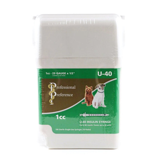 Insulin syringe veterinary UltiGuard 40 IU 1 cc with container