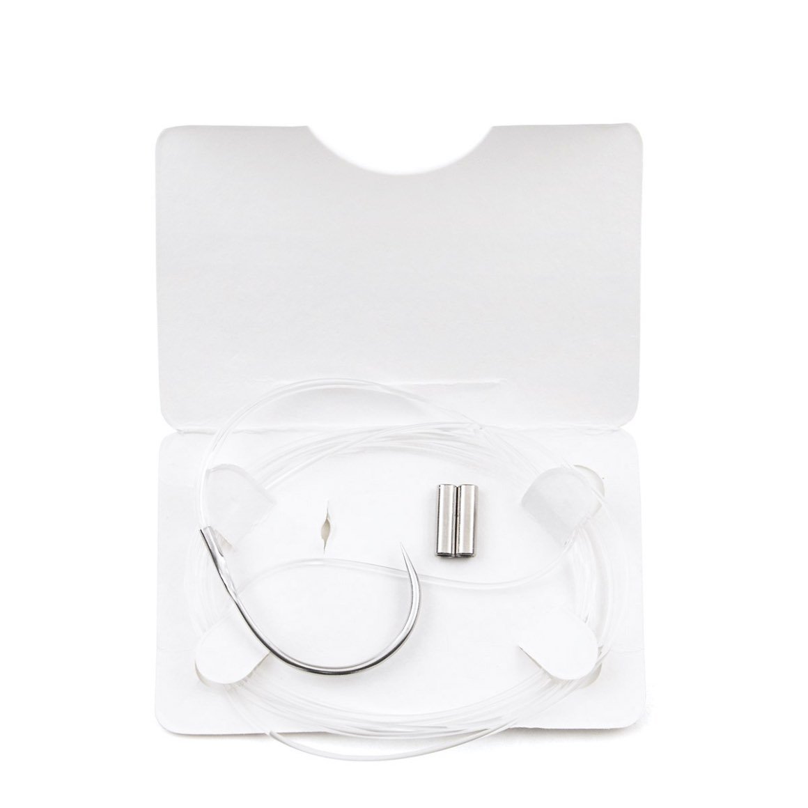 Cruciate double strand nylon with needle and crimp tube