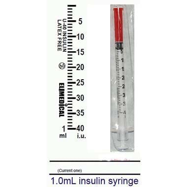 Insulin syringe veterinary 40 IU 1 cc 28G x 1/2 in
