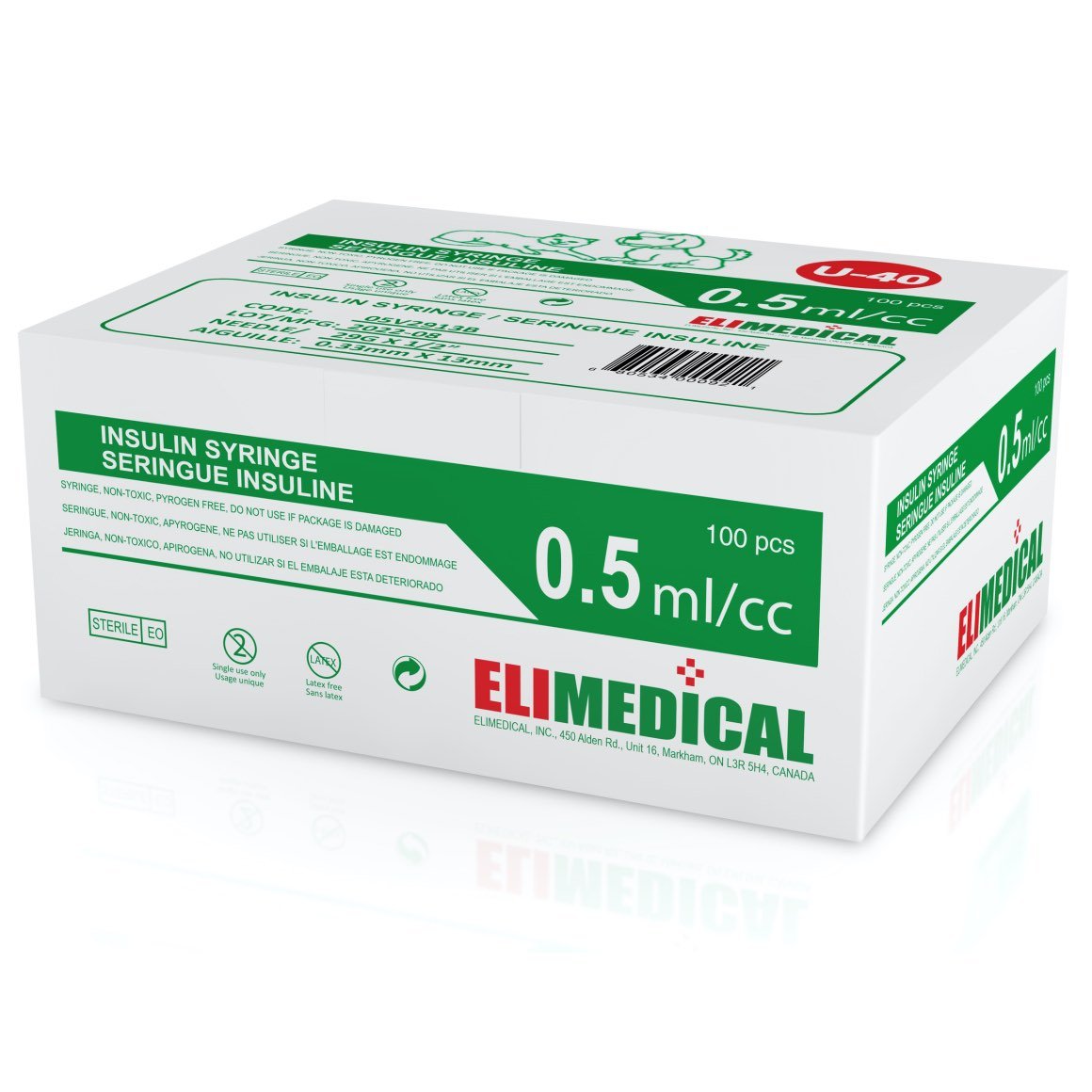 Insulin syringe veterinary 40 IU half-unit 0,5 cc