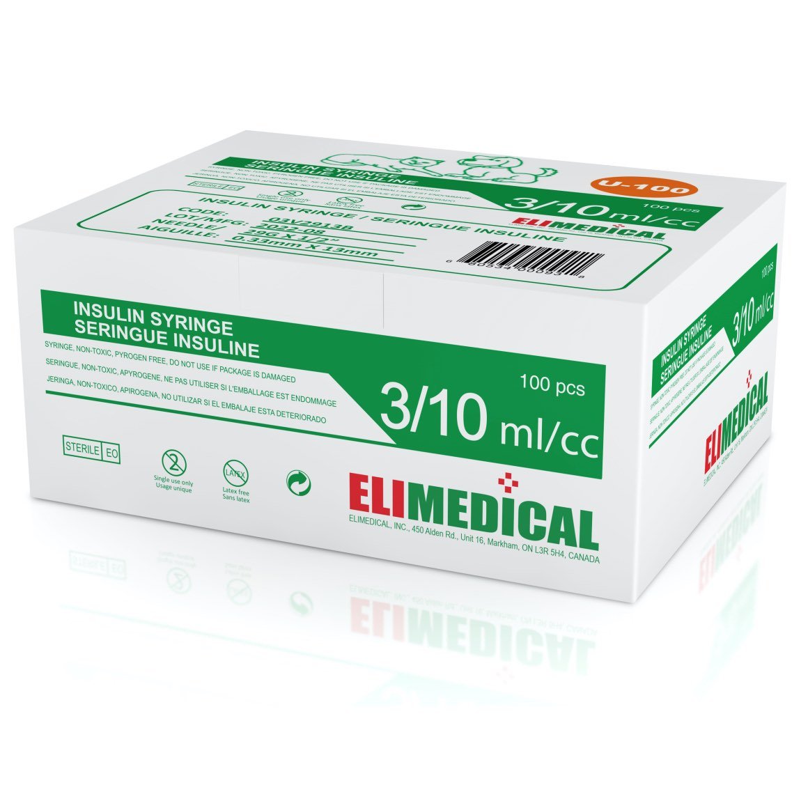 Insulin syringe veterinary 100 IU half-unit 0,3 cc