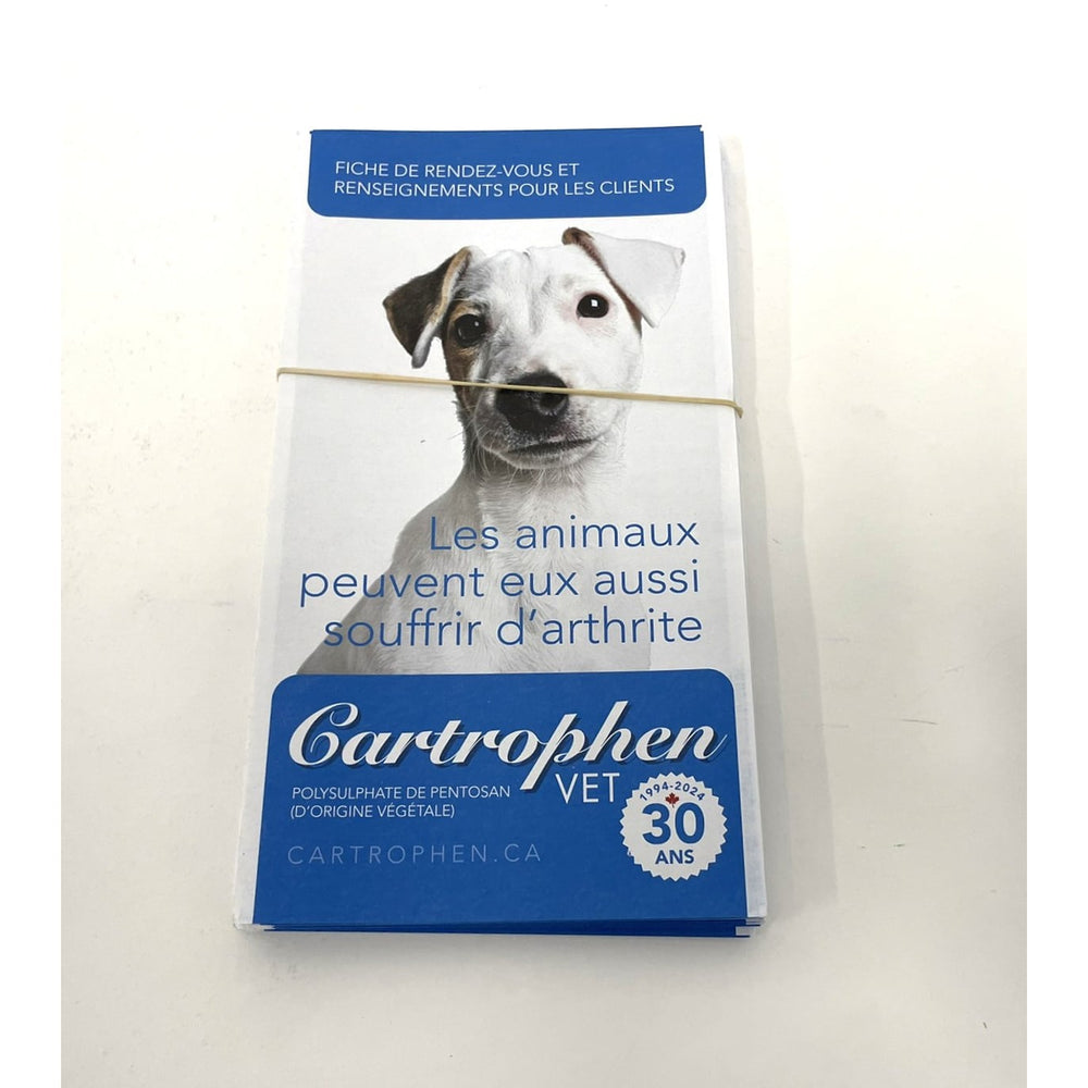 Cartrophen - Appointment card and client information for dog