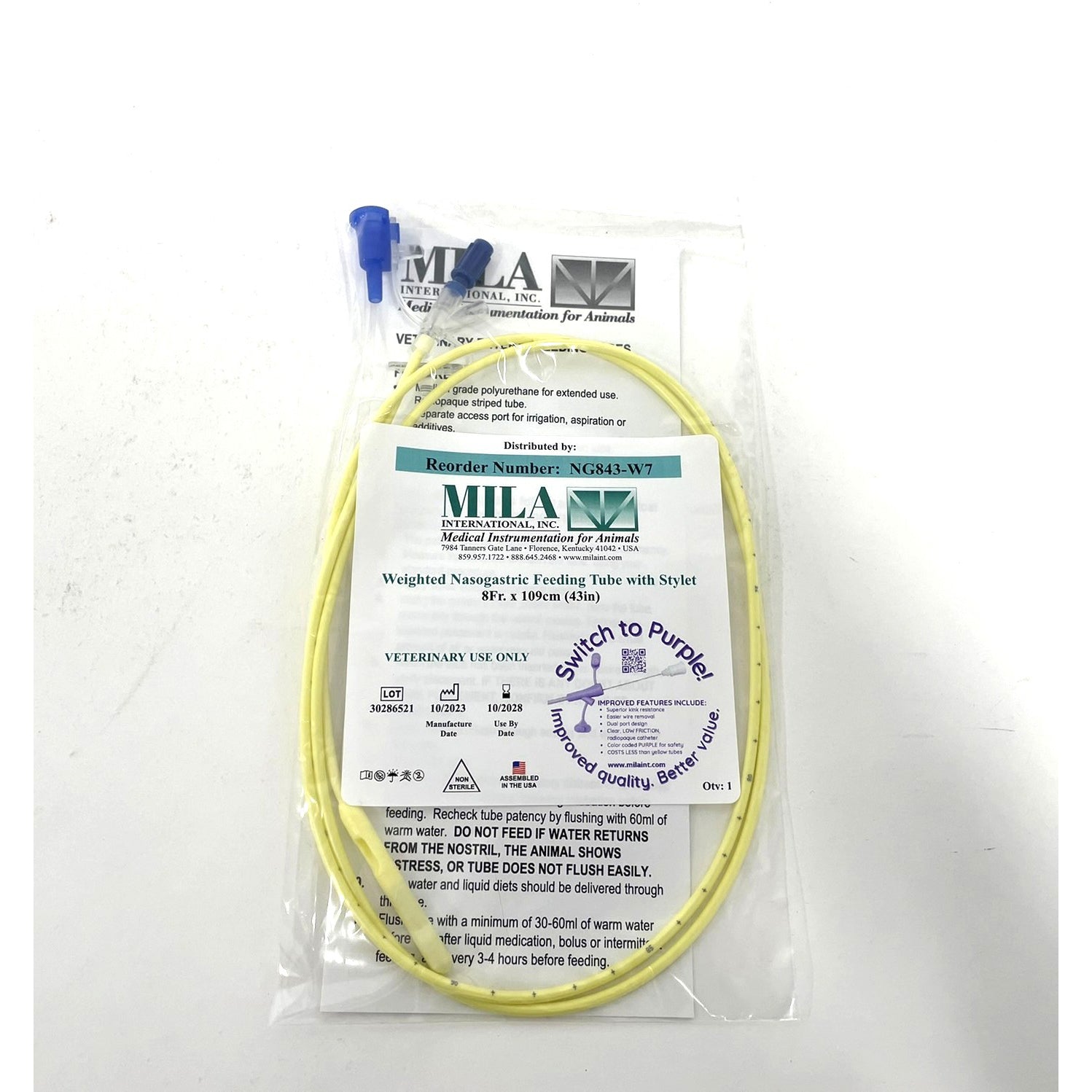 Nasogastric feeding tube with stylet (weighted)