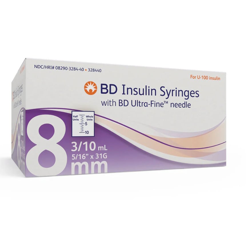 Insulin syringe Ultra-Fine II 100 IU half-unit 0,3 cc