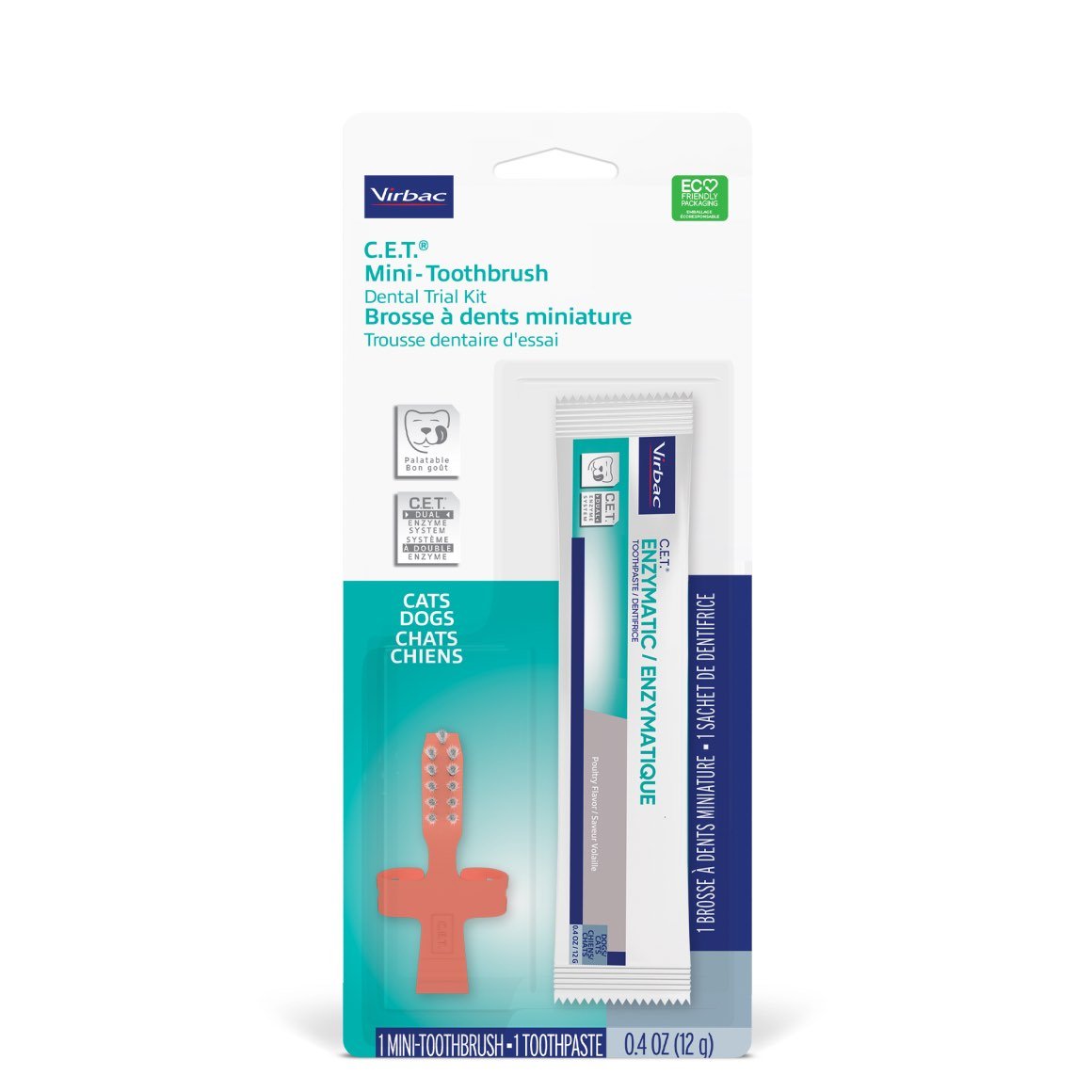 C.E.T mini-toothbrush and toothpaste kit for cats and dogs