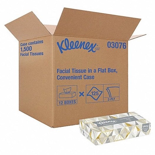 Facial tissue Kleenex in a flat box 2-ply