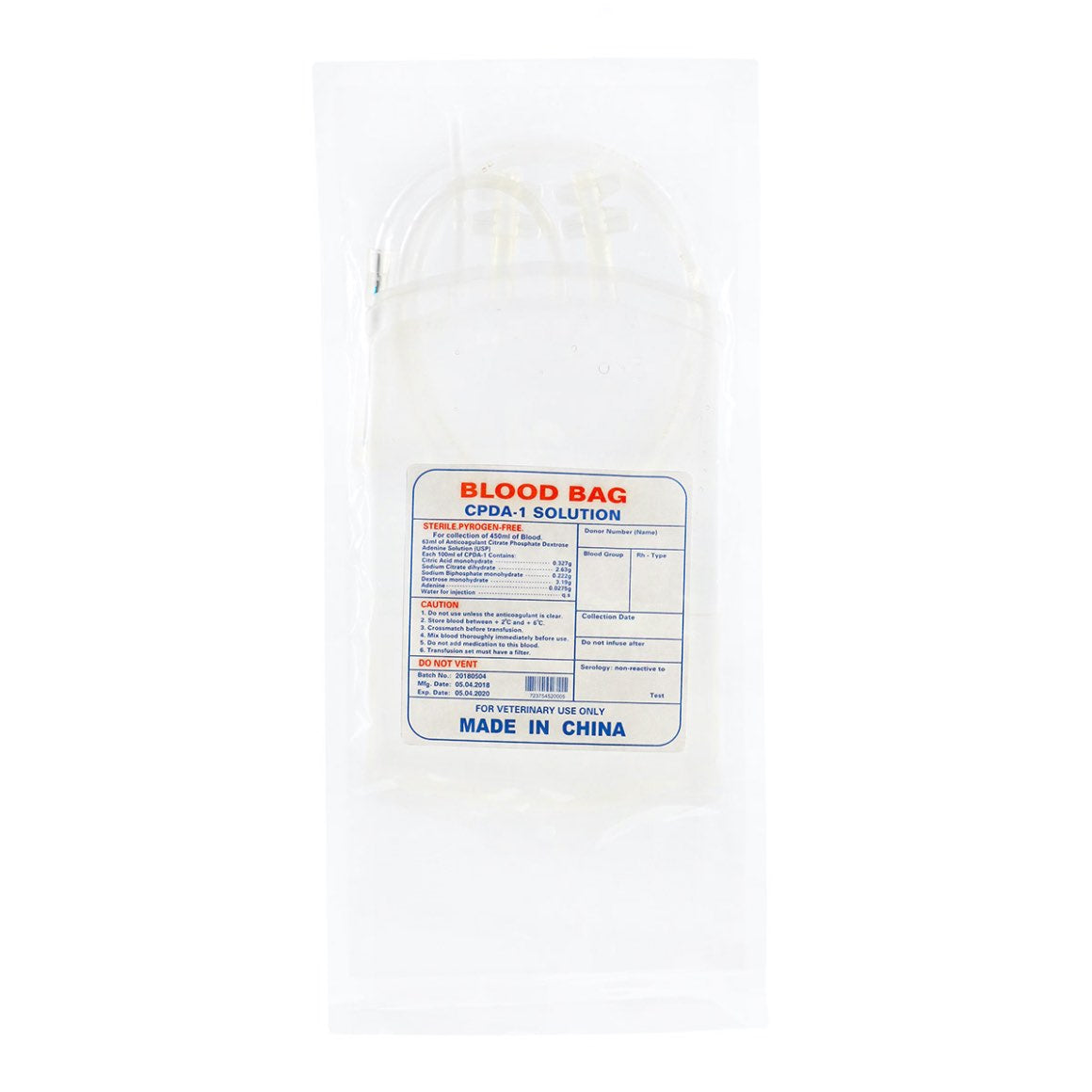 Blood single collection unit prefilled CPDA-1
