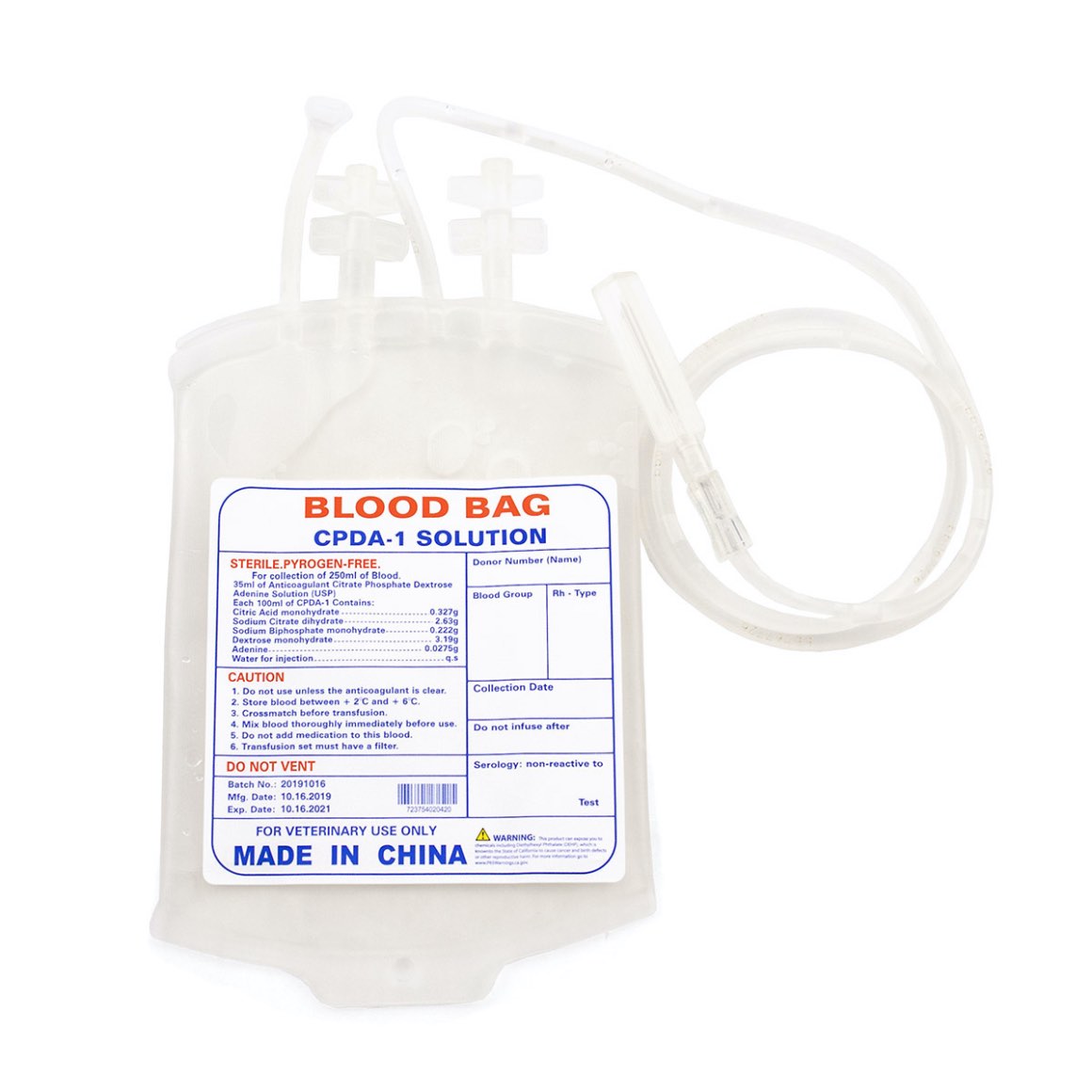 Blood single collection unit prefilled CPDA-1