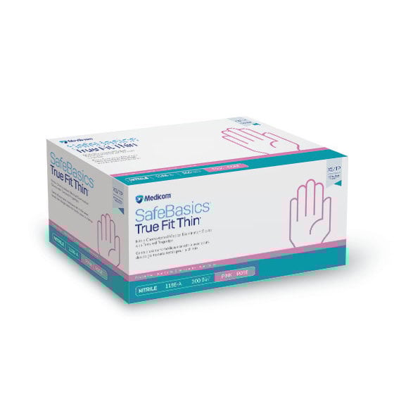 Glove exam nitrile SafeBasics True Fit Thin non sterile powder free
