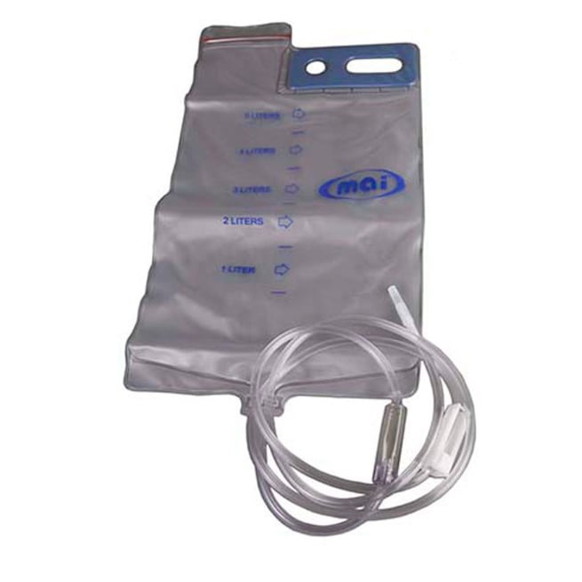 IV fluid bag with drip chamber, tube and needle adapter
