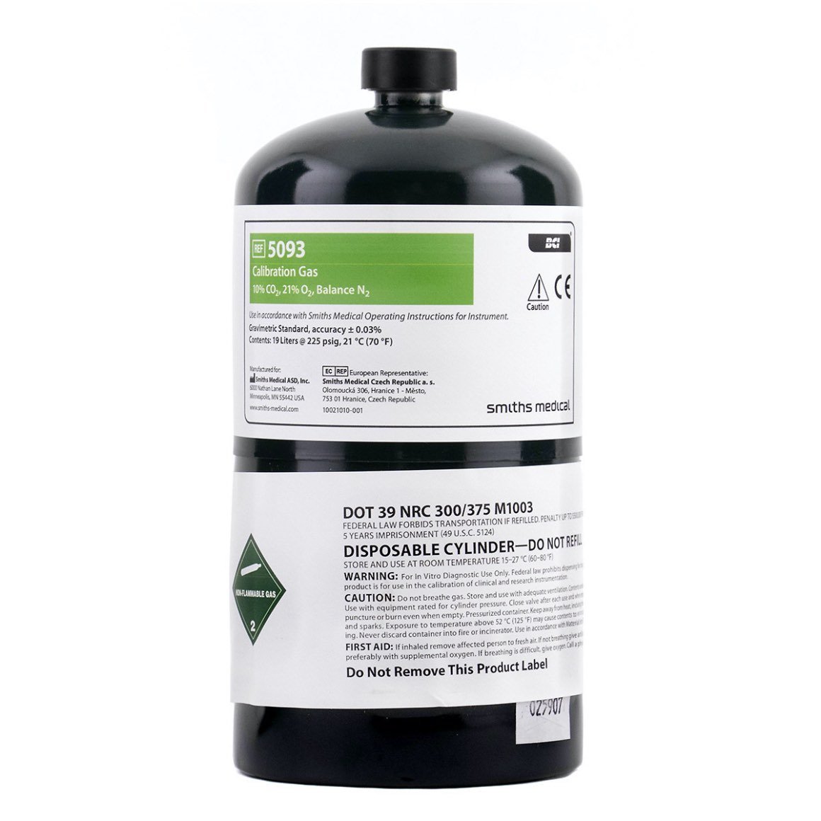 Capnocheck CO2 calibration gas cannister