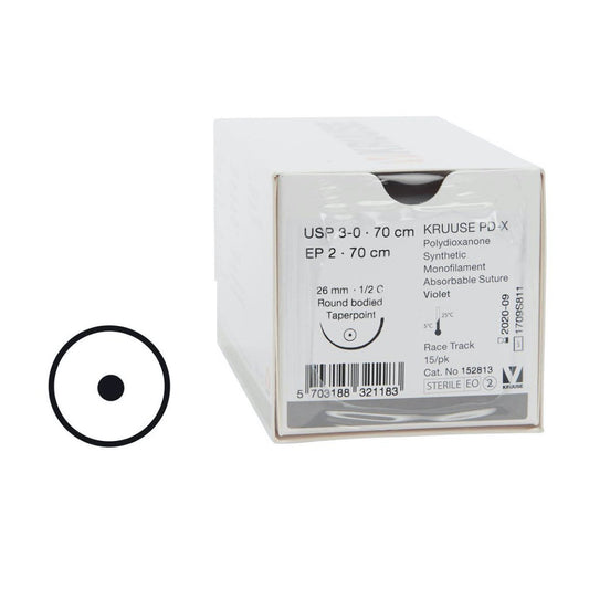 PD-X suture RT 3/0 (violet) with 1/2 circle needle (70 cm)