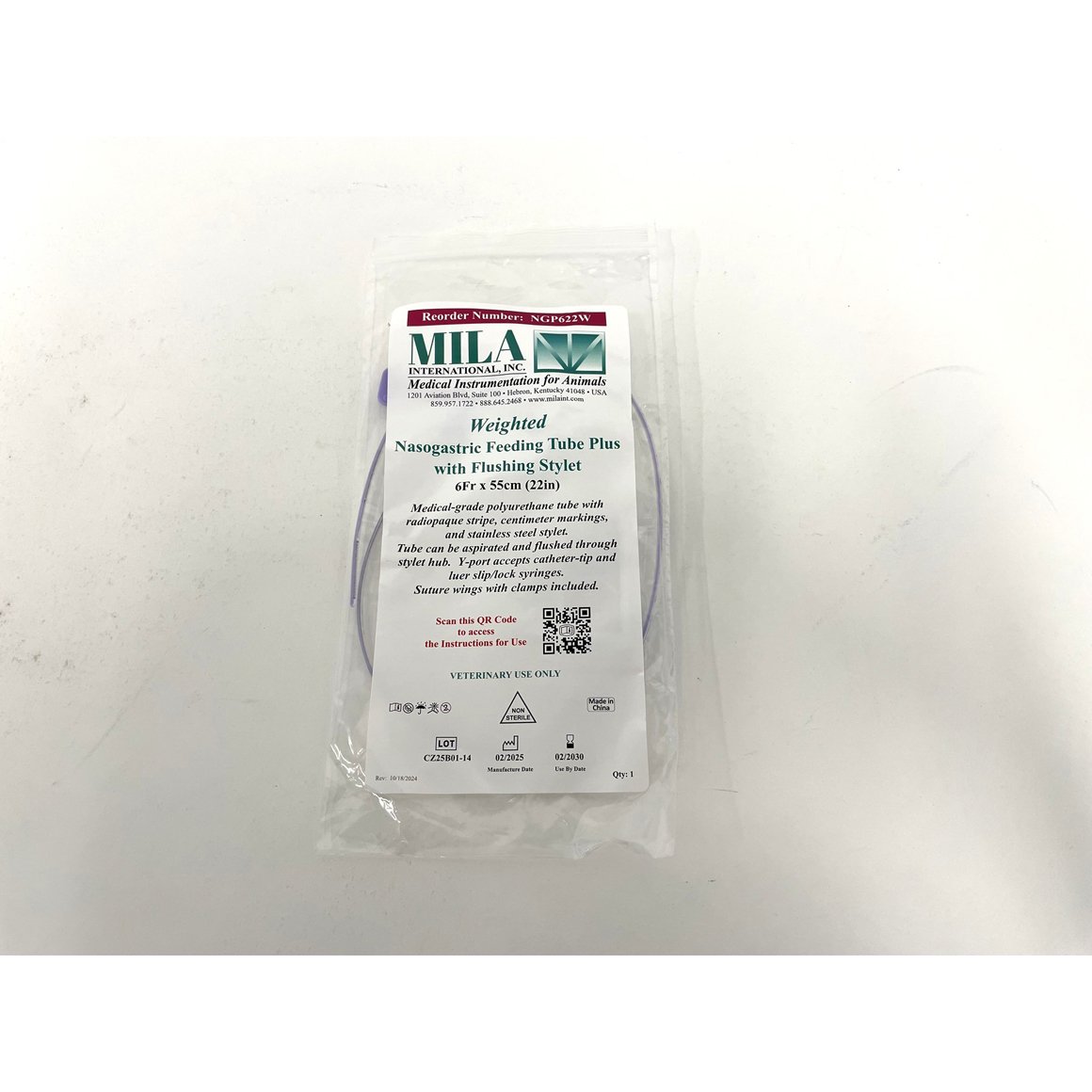 Weighted NG plus feeding tube with flushing stylet