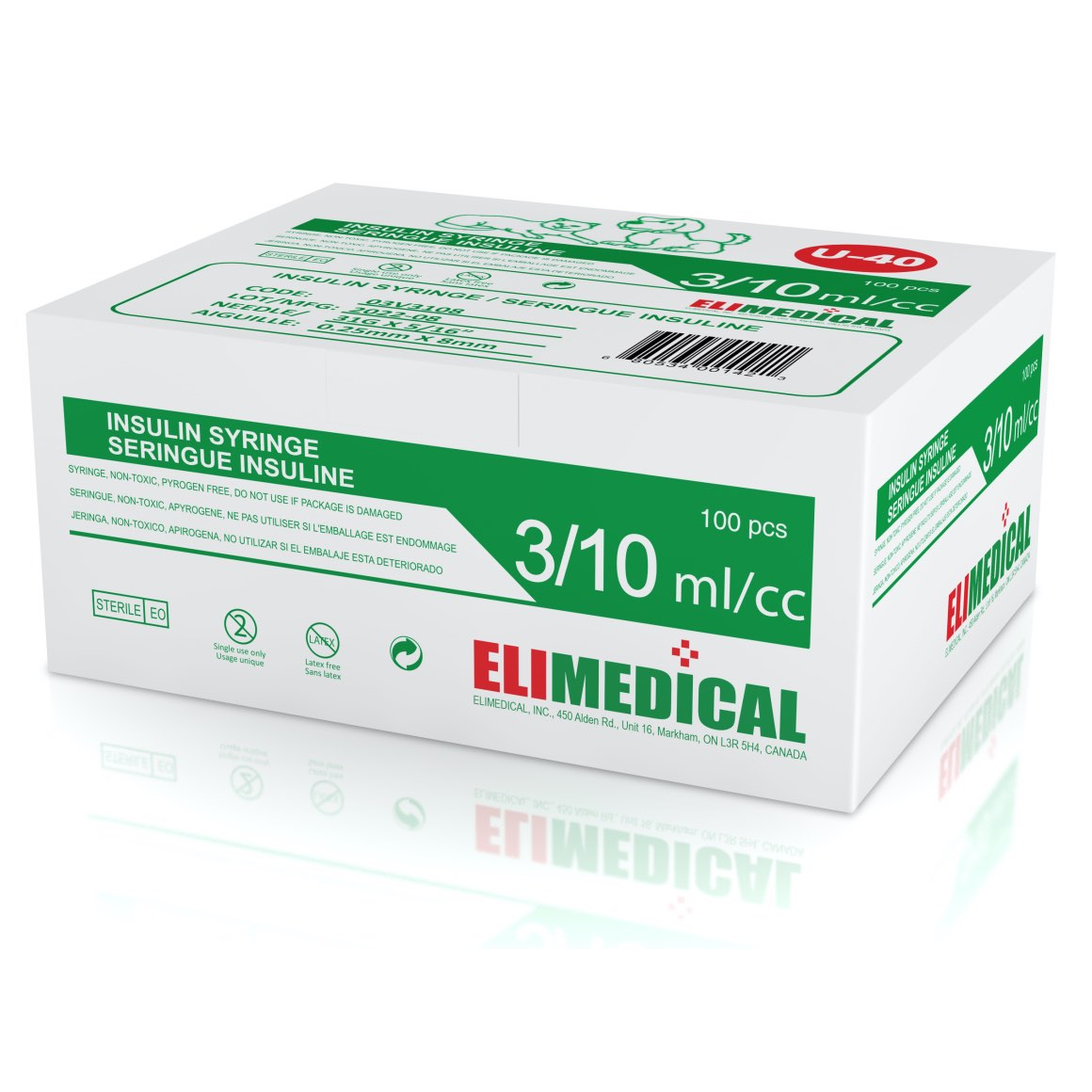 Insulin syringes 40 IU 0.3 ml