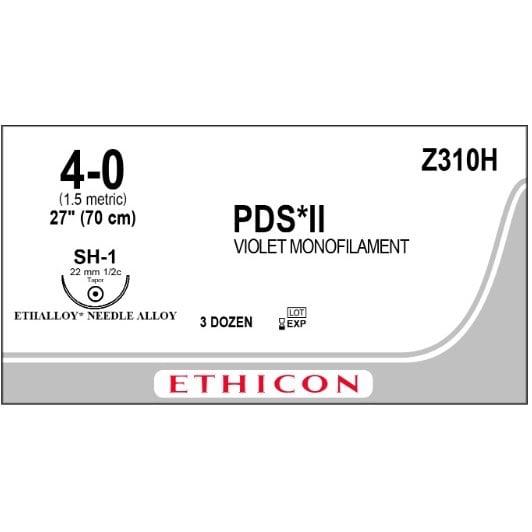 PDS II suture 4/0 with 1/2 circle needle (70 cm)