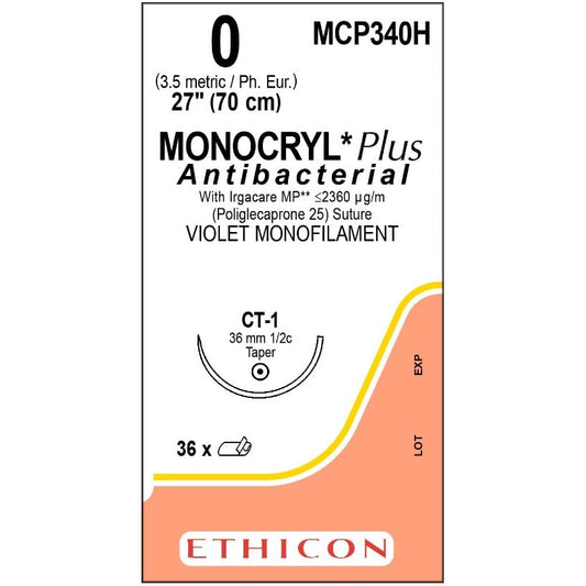 Monocryl Plus suture 0 with 1/2 circle needle (70 cm)