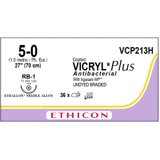 Vicryl Plus coated suture 5/0 undyed with 1/2 circle needle (70 cm)