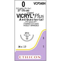 Vicryl Plus coated suture 0 dyed 1/2 circle needle (70 cm)