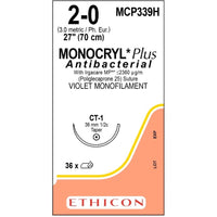 Monocryl Plus suture 2/0 with 1/2 circle needle (70 cm)