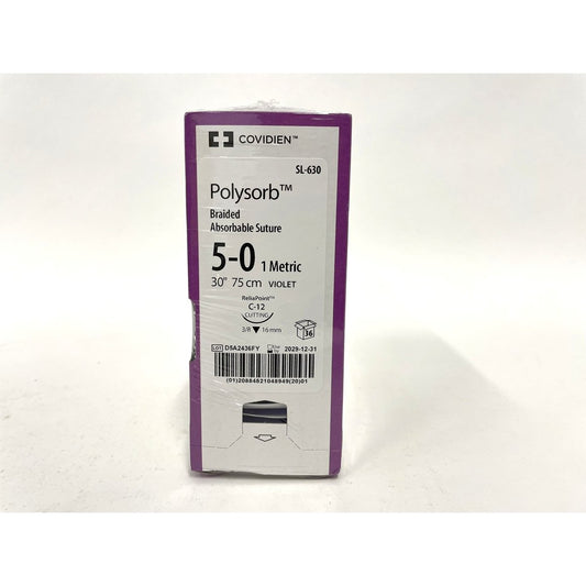 Polysorb suture 5/0 with 3/8 circle needle (30 in)