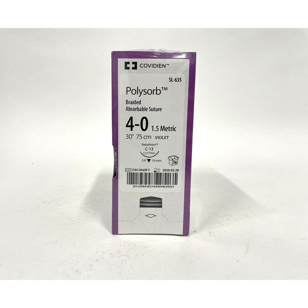 Polysorb suture 4/0 with 3/8 circle needle (30 in)