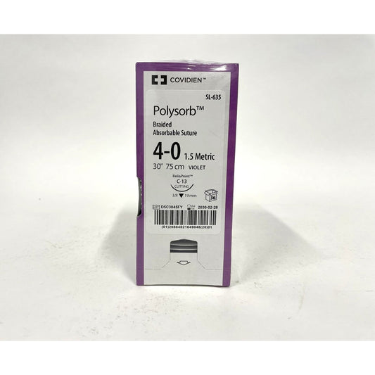 Polysorb suture 4/0 with 3/8 circle needle (30 in)