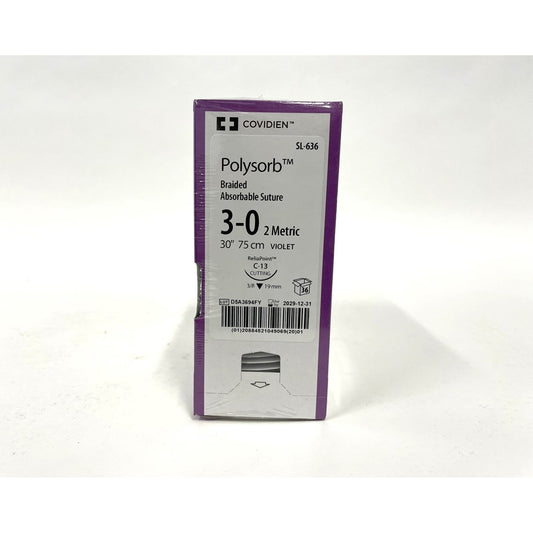 Polysorb suture 3/0 with 3/8 circle needle (30 in)