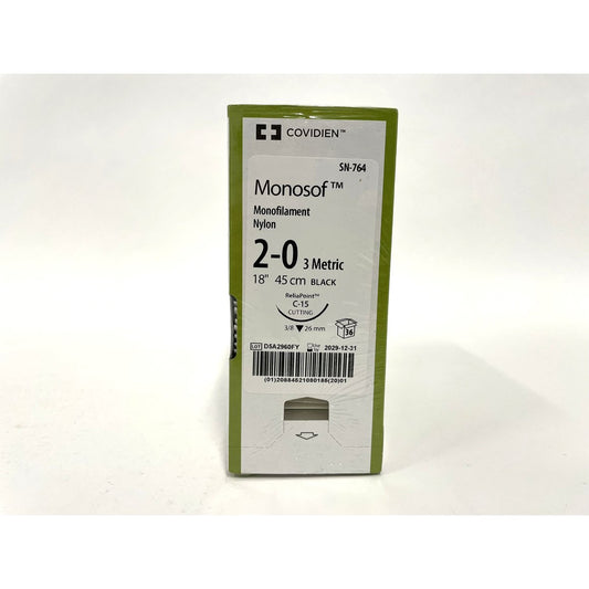 Monosof suture 2/0 with 3/8 circle needle (18 in)
