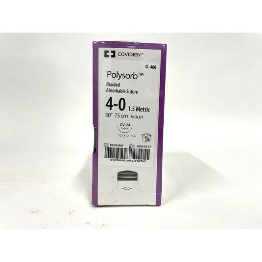 Polysorb suture 4/0 with 1/2 circle needle (30 in)