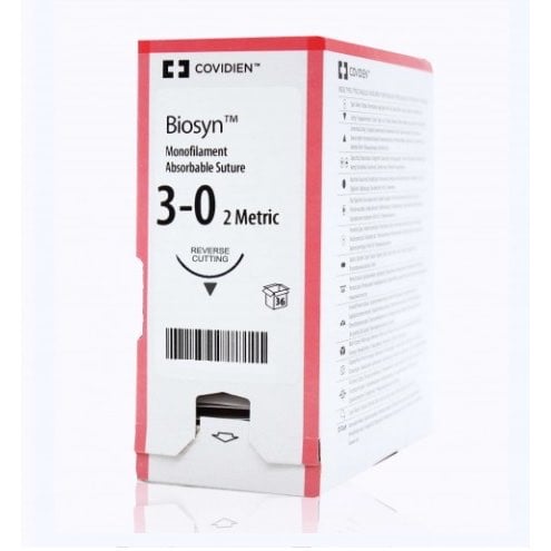 Biosyn suture 3/0 with 3/8 circle needle (30 in)
